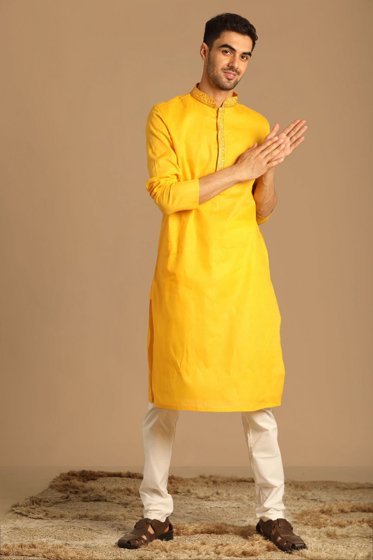 Contemporary Yellow Kurta Pajama image number 1